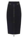 Elisabetta Franchi Lightweight Crepe Skirt With Black Zip In Black