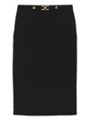 Elisabetta Franchi Fitted Black Pencil Skirt With Gold Accents In Black