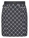Elisabetta Franchi Mini Skirt With Geometric Chain-link Pattern In Blue