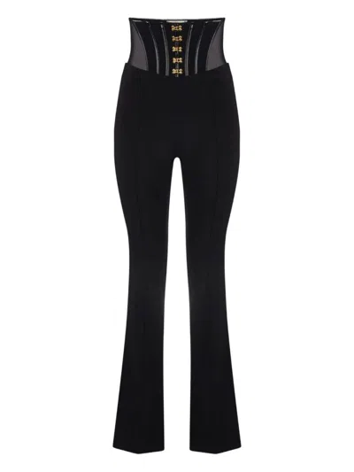 ELISABETTA FRANCHI FITTED BLACK TROUSERS WITH FLARED HEM