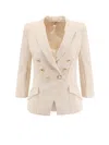 Elisabetta Franchi Jacket Tailored Logoed Buttons In White