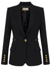 Elisabetta Franchi Fitted Blazer With Structured Shoulders  In Black