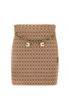 Elisabetta Franchi Fitted Camel Skirt With Diamond Pattern