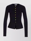 Elisabetta Franchi Fitted Cardigan With Gold Button Cuffs In Blue