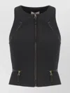 Elisabetta Franchi Fitted Crêpe Top Front Zips In Gray