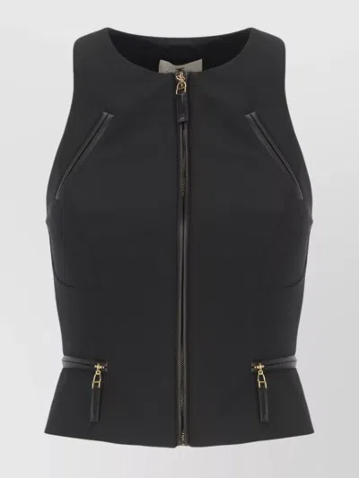 Elisabetta Franchi Fitted Crêpe Top Front Zips In Gray