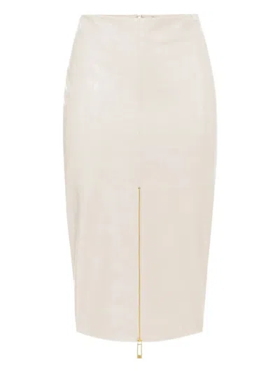 ELISABETTA FRANCHI ELISABETTA FRANCHI FITTED CROCODILE-TEXTURED SKIRT WITH CENTRAL ZIP DETAIL