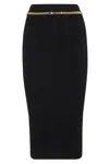 Elisabetta Franchi Fitted Knit Midi Skirt In Black