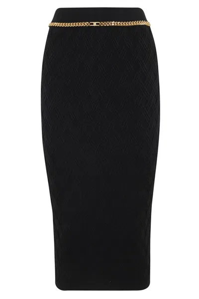 ELISABETTA FRANCHI FITTED KNIT MIDI SKIRT