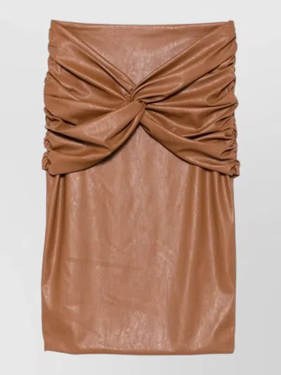 Elisabetta Franchi Fitted Knot Skirt Knee Length Midi In Brown