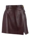 Elisabetta Franchi Leather Wrap Miniskirt Gold-tone Hardware In Burgundy
