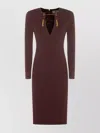 Elisabetta Franchi Midi Fit Dress In Brown