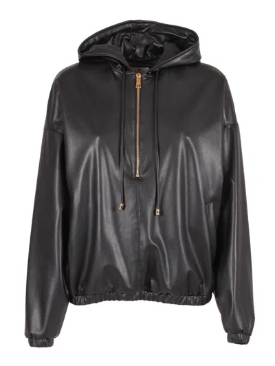 Elisabetta Franchi Fitted Long-sleeved Top With High Neckline In Black