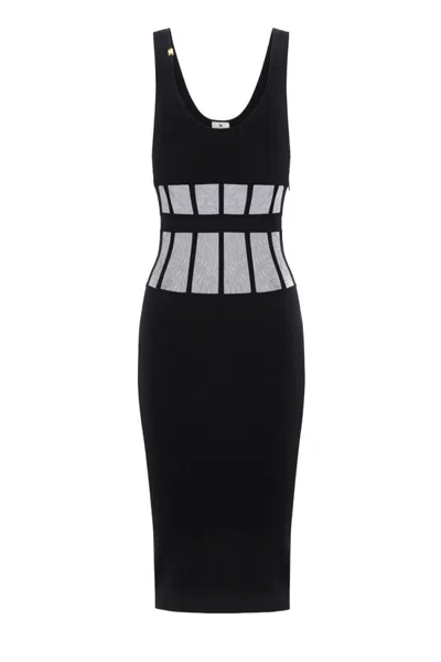 Elisabetta Franchi Fitted Midi Dress In Black