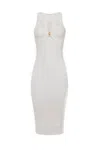Elisabetta Franchi Fitted Midi Dress With Cut-out Details In White