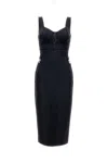 Elisabetta Franchi Fitted Midi Dress With Gold Accents In Black