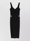 Elisabetta Franchi Fitted Midi Dress With Sweetheart Neckline In Black