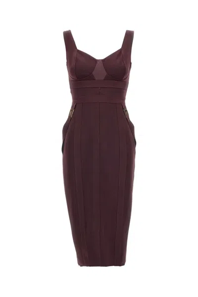 ELISABETTA FRANCHI FITTED MIDI DRESS WITH SWEETHEART NECKLINE