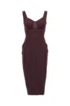 Elisabetta Franchi Fitted Midi Dress With Sweetheart Neckline In Burgundy