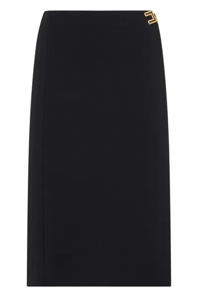 Elisabetta Franchi Midi Straight Skirt In Black