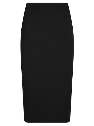 Elisabetta Franchi Fitted Midi Skirt With Gold Accented Back Zip In Black