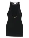 Elisabetta Franchi Sleeveless Round Neck Mini Fitted Chain Dress In Black