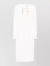Elisabetta Franchi Fitted Mini Dress With Long Sleeves And Tassels In White