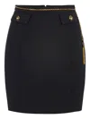 Elisabetta Franchi Black Skirt With Metallic Pendant And Patch Pockets In Fabric Woman In Black