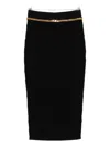 Elisabetta Franchi Black Diamond Knit Skirt With Jewel Detail In Black