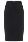 Elisabetta Franchi Longuette Skirt With Satin Side Bands In Black