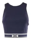 Elisabetta Franchi Fitted Ribbed Blue Top In Blue