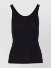 Elisabetta Franchi Fitted Scoop Neck Sleeveless Textured Top In Black
