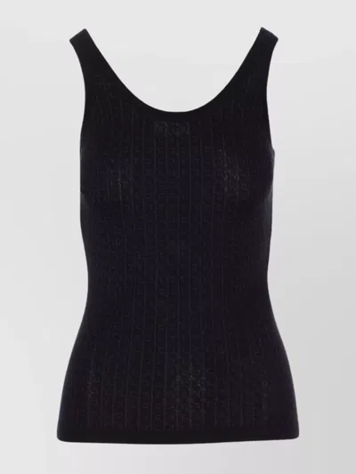ELISABETTA FRANCHI FITTED SCOOP NECK SLEEVELESS TEXTURED TOP