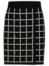 Elisabetta Franchi Black Logo Jacquard Mini Skirt With Gold Buttons In Black