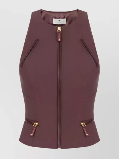 Elisabetta Franchi Fitted Sleeveless Top Zipper Pockets In Multi
