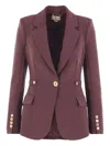 Elisabetta Franchi Fitted Tailored Jacket With Gold-tone Buttons In Burgundy