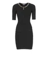 Elisabetta Franchi Mini Abito In Maglia A Rombi Con Dettaglio Gioiello Nero In Black