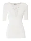 Elisabetta Franchi Fitted Top With Deep V-neckline In White