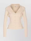 Elisabetta Franchi Fabric-stitch Wool Blazer Blazers White In Pink