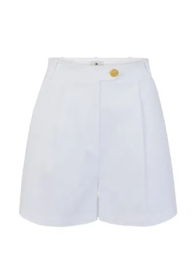 Elisabetta Franchi Flap Metal Button Shorts In Black