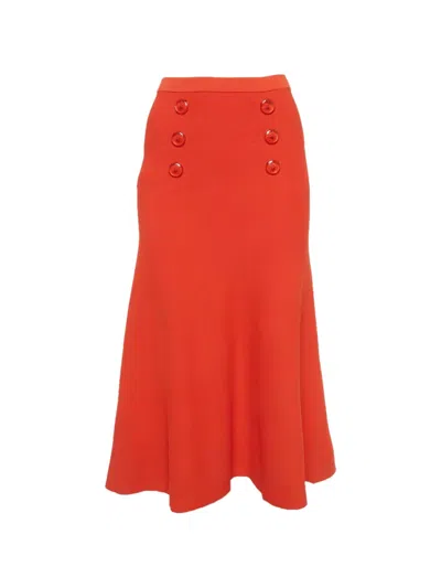 Pre-owned Elisabetta Franchi Flare Knit Skirt In Orange