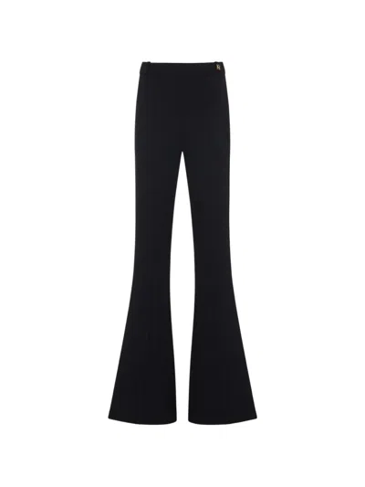 Elisabetta Franchi Flared Trousers Belt Loops Gold Tone Hardware In Black