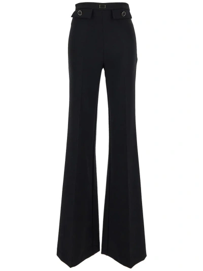 Elisabetta Franchi Embossed-buttons Crepe Flared Trousers In Black