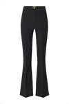 Elisabetta Franchi Flared Black Trousers With Decorative Gold Waistband In Black