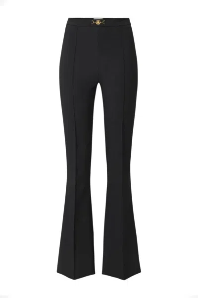 Elisabetta Franchi Flared Black Trousers With Decorative Gold Waistband