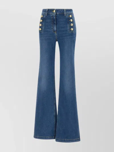 Elisabetta Franchi Flared Button Placket Jeans In Blue