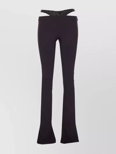 Elisabetta Franchi Flared Hem Pants Featuring Sequin Embellishments In Black