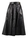 Elisabetta Franchi Crackled Leather-effect Synthetic Maxi Skirt With Flared Hem In Black