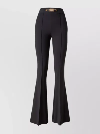 Elisabetta Franchi Flared High-waisted Trousers With Front Seam Detail In Black
