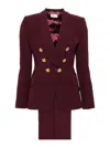 Elisabetta Franchi Shawl-lapels Crepe Suit In Rojo